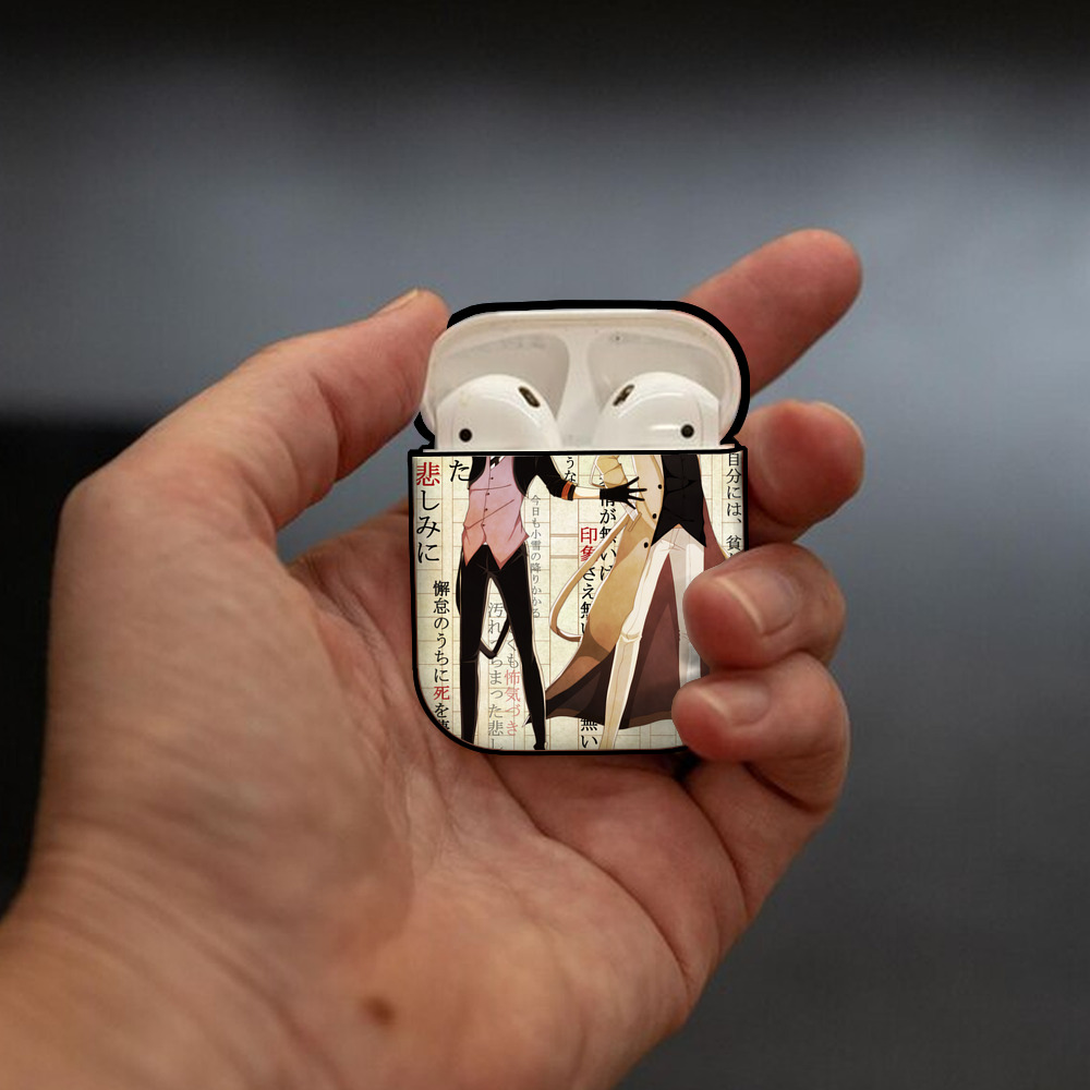 文豪ストレイドッグス Bungo Stray Dogs AirPods 第2世代保護ケース ハードシェル ブラック 耐衝撃・防指紋・カラビナ付き