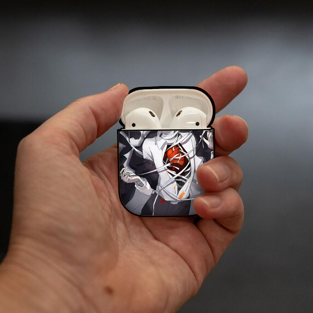 文豪ストレイドッグス Bungo Stray Dogs AirPods 第2世代保護ケース ハードシェル ブラック 耐衝撃・防指紋・カラビナ付き