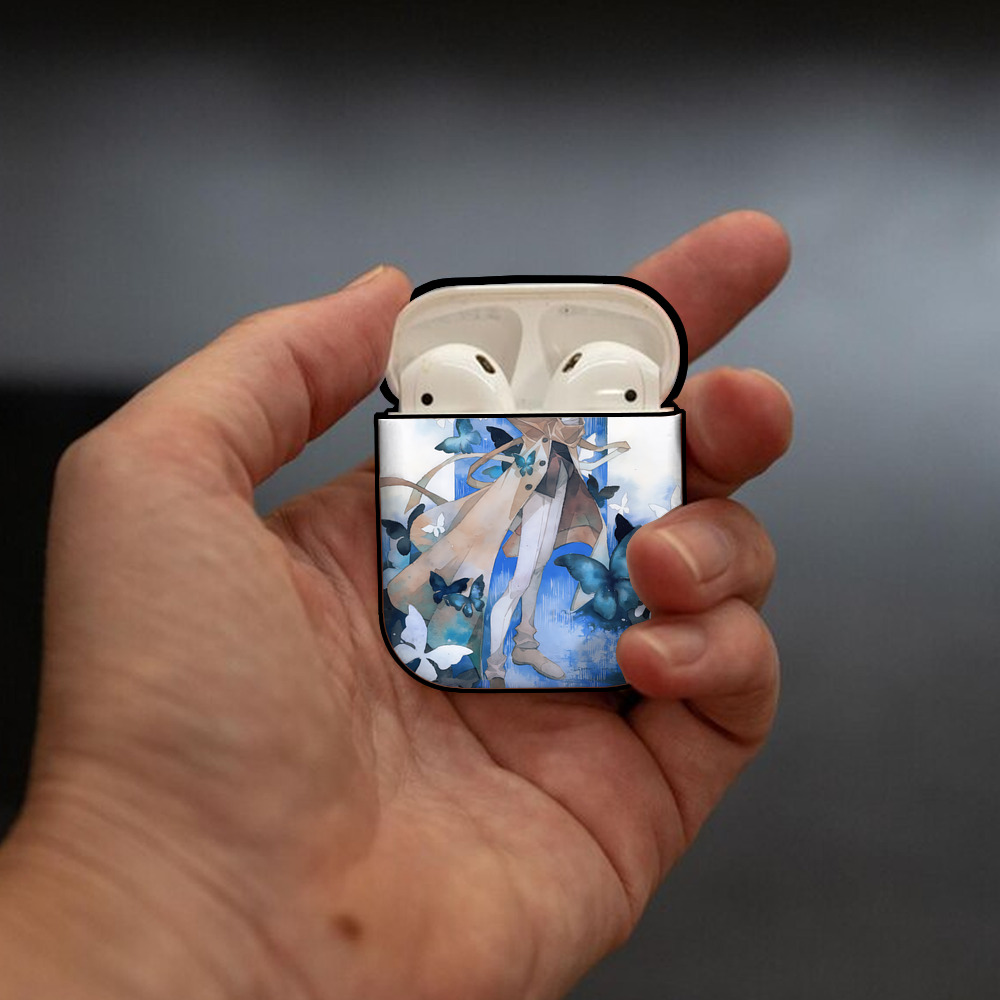 文豪ストレイドッグス Bungo Stray Dogs AirPods 第2世代保護ケース ハードシェル ブラック 耐衝撃・防指紋・カラビナ付き