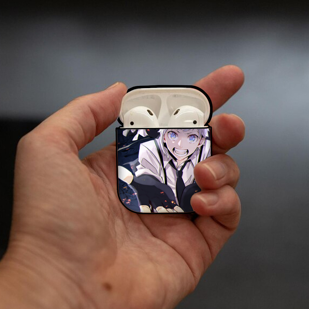 文豪ストレイドッグス Bungo Stray Dogs AirPods 第2世代保護ケース ハードシェル ブラック 耐衝撃・防指紋・カラビナ付き