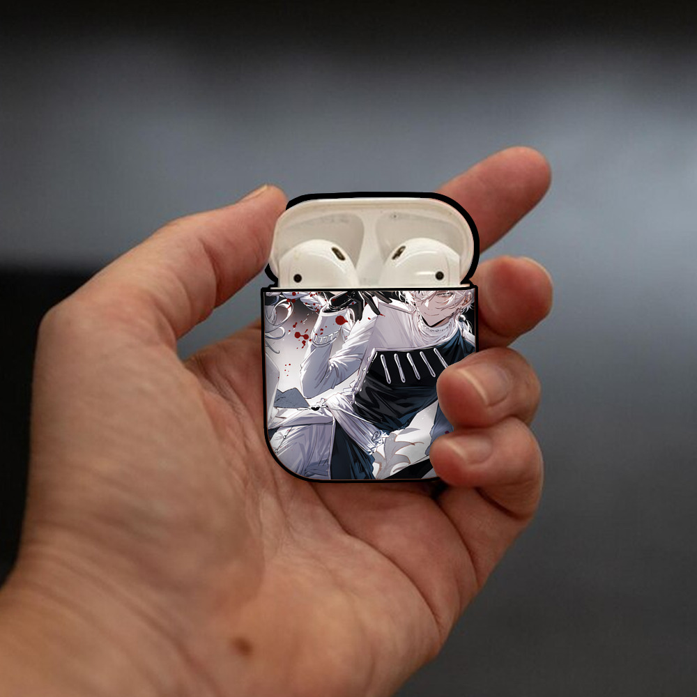 文豪ストレイドッグス Bungo Stray Dogs AirPods 第2世代保護ケース ハードシェル ブラック 耐衝撃・防指紋・カラビナ付き