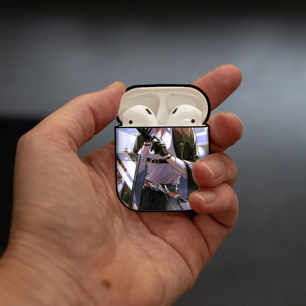 文豪ストレイドッグス Bungo Stray Dogs AirPods 第2世代保護ケース ハードシェル ブラック 耐衝撃・防指紋・カラビナ付き