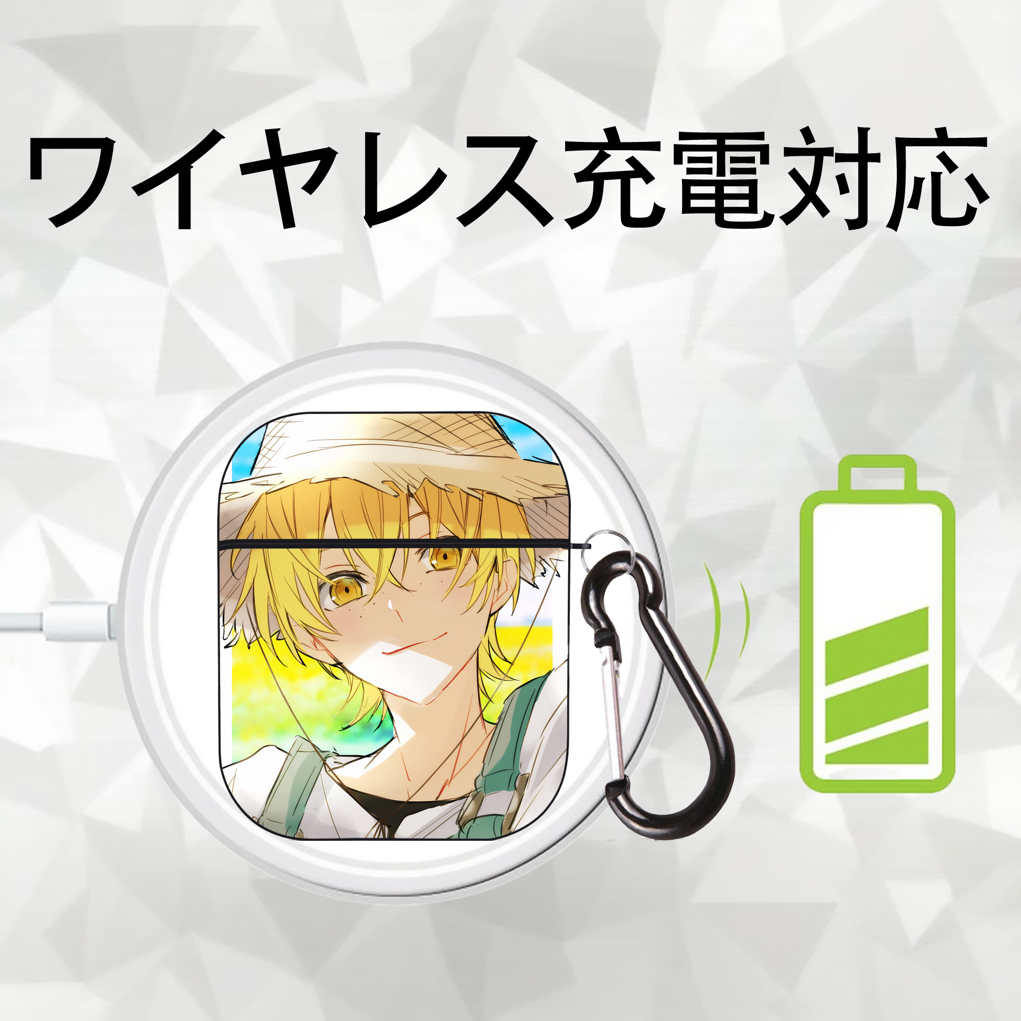 文豪ストレイドッグス Bungo Stray Dogs AirPods 第2世代保護ケース ハードシェル ブラック 耐衝撃・防指紋・カラビナ付き