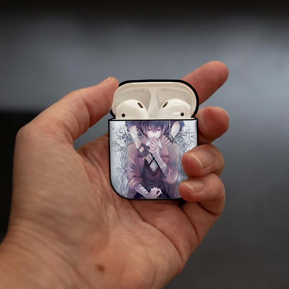 文豪ストレイドッグス Bungo Stray Dogs AirPods 第2世代保護ケース ハードシェル ブラック 耐衝撃・防指紋・カラビナ付き