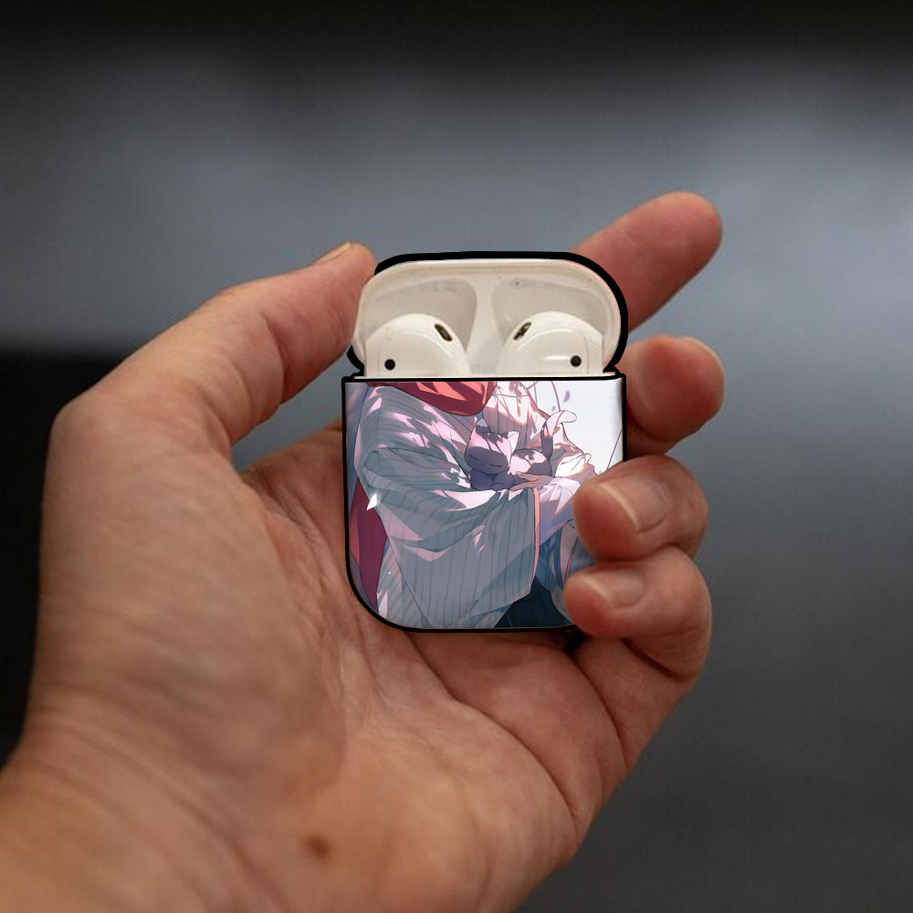 文豪ストレイドッグス Bungo Stray Dogs AirPods 第2世代保護ケース ハードシェル ブラック 耐衝撃・防指紋・カラビナ付き