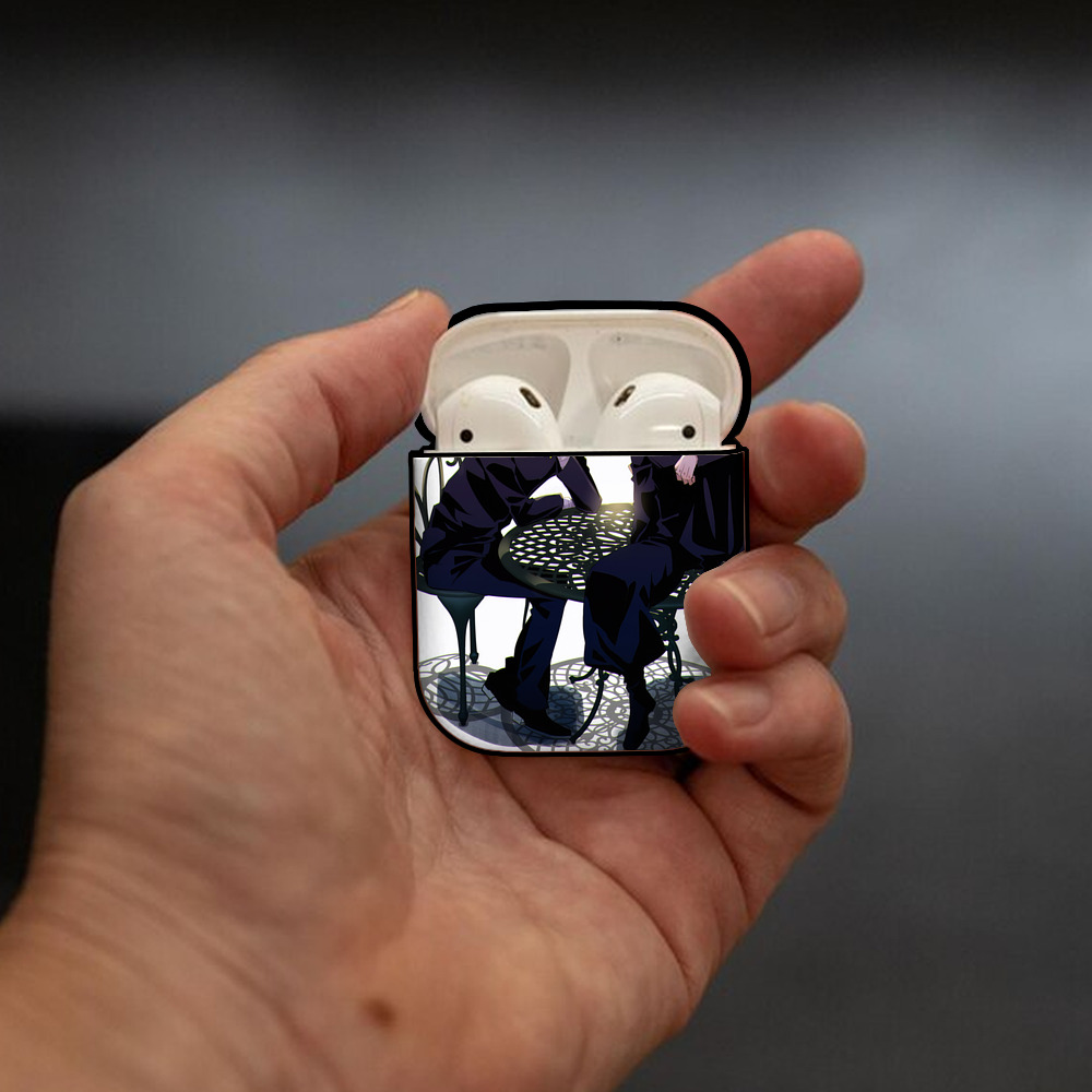 文豪ストレイドッグス Bungo Stray Dogs AirPods 第2世代保護ケース ハードシェル ブラック 耐衝撃・防指紋・カラビナ付き