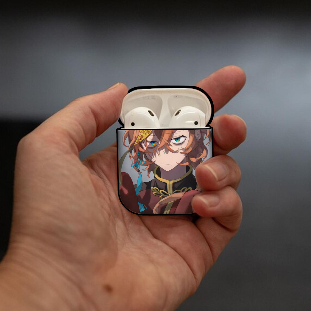 文豪ストレイドッグス Bungo Stray Dogs AirPods 第2世代保護ケース ハードシェル ブラック 耐衝撃・防指紋・カラビナ付き
