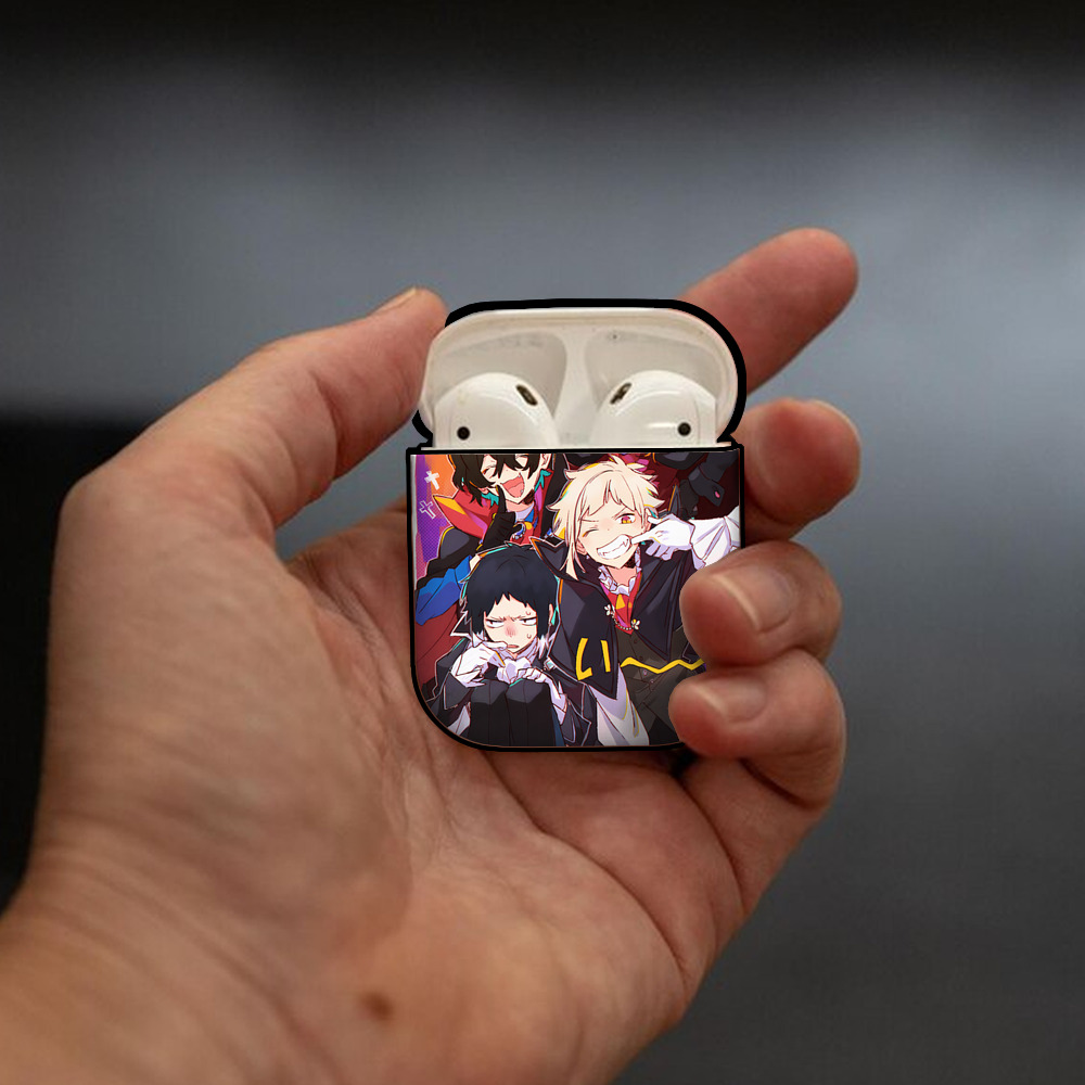 文豪ストレイドッグス Bungo Stray Dogs AirPods 第2世代保護ケース ハードシェル ブラック 耐衝撃・防指紋・カラビナ付き