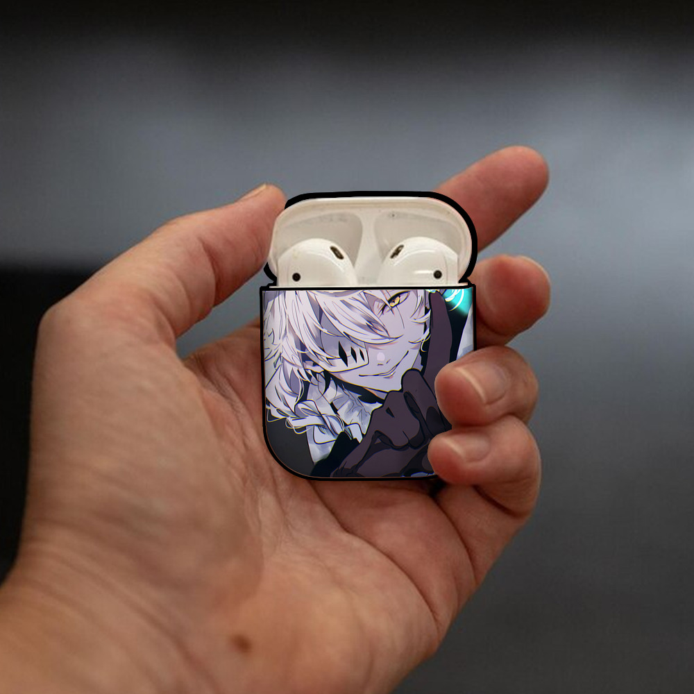 文豪ストレイドッグス Bungo Stray Dogs AirPods 第2世代保護ケース ハードシェル ブラック 耐衝撃・防指紋・カラビナ付き