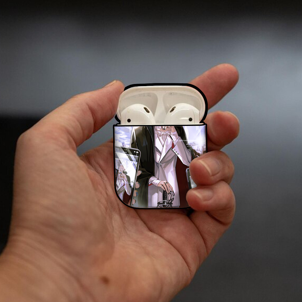 文豪ストレイドッグス Bungo Stray Dogs AirPods 第2世代保護ケース ハードシェル ブラック 耐衝撃・防指紋・カラビナ付き