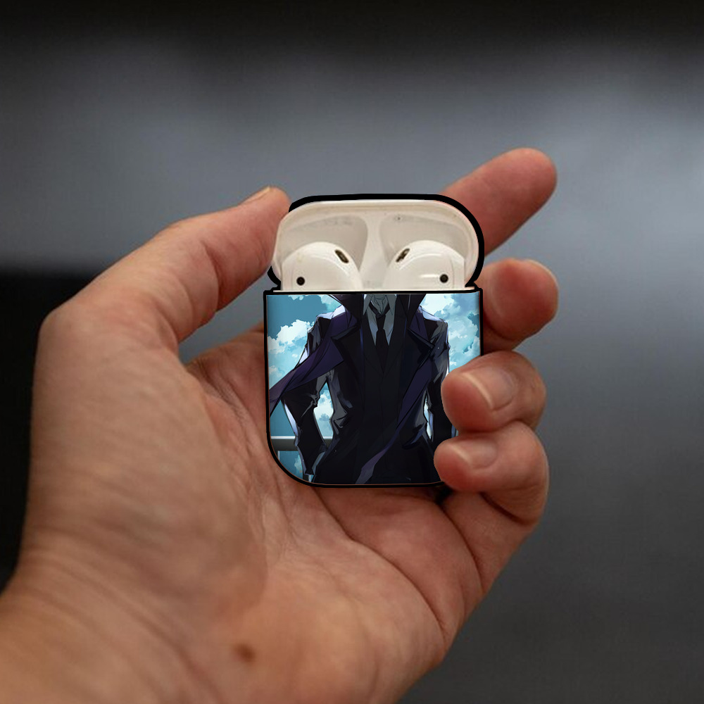 文豪ストレイドッグス Bungo Stray Dogs AirPods 第2世代保護ケース ハードシェル ブラック 耐衝撃・防指紋・カラビナ付き