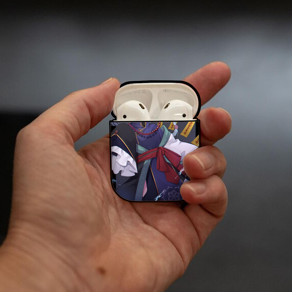 文豪ストレイドッグス Bungo Stray Dogs AirPods 第2世代保護ケース ハードシェル ブラック 耐衝撃・防指紋・カラビナ付き