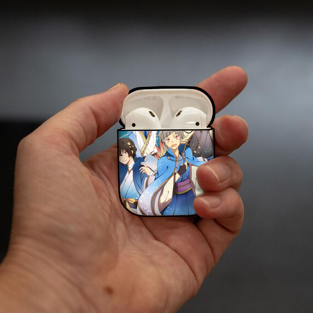 文豪ストレイドッグス Bungo Stray Dogs AirPods 第2世代保護ケース ハードシェル ブラック 耐衝撃・防指紋・カラビナ付き