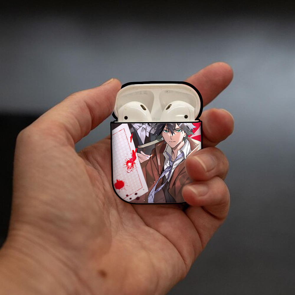文豪ストレイドッグス Bungo Stray Dogs AirPods 第2世代保護ケース ハードシェル ブラック 耐衝撃・防指紋・カラビナ付き