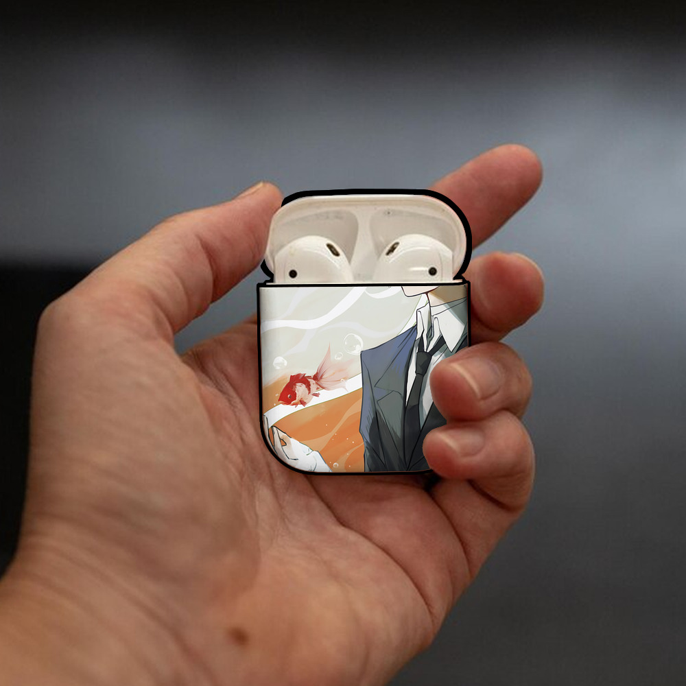 文豪ストレイドッグス Bungo Stray Dogs AirPods 第2世代保護ケース ハードシェル ブラック 耐衝撃・防指紋・カラビナ付き