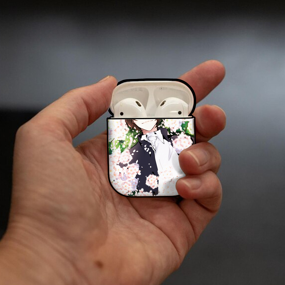 文豪ストレイドッグス Bungo Stray Dogs AirPods 第2世代保護ケース ハードシェル ブラック 耐衝撃・防指紋・カラビナ付き