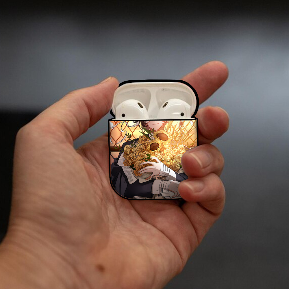 文豪ストレイドッグス Bungo Stray Dogs AirPods 第2世代保護ケース ハードシェル ブラック 耐衝撃・防指紋・カラビナ付き