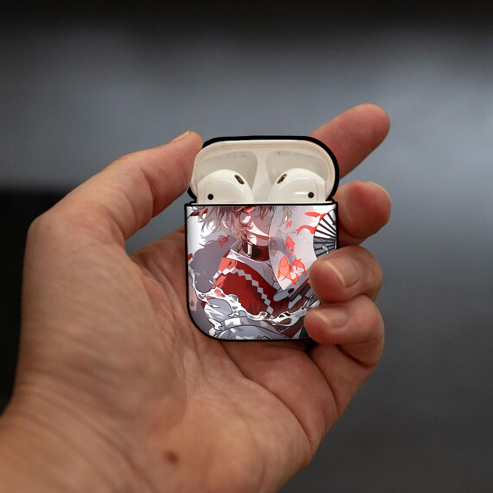 文豪ストレイドッグス Bungo Stray Dogs AirPods 第2世代保護ケース ハードシェル ブラック 耐衝撃・防指紋・カラビナ付き
