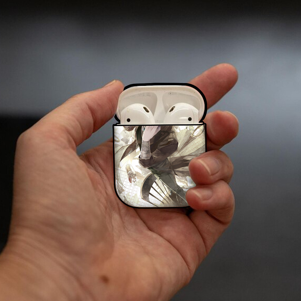 文豪ストレイドッグス Bungo Stray Dogs AirPods 第2世代保護ケース ハードシェル ブラック 耐衝撃・防指紋・カラビナ付き