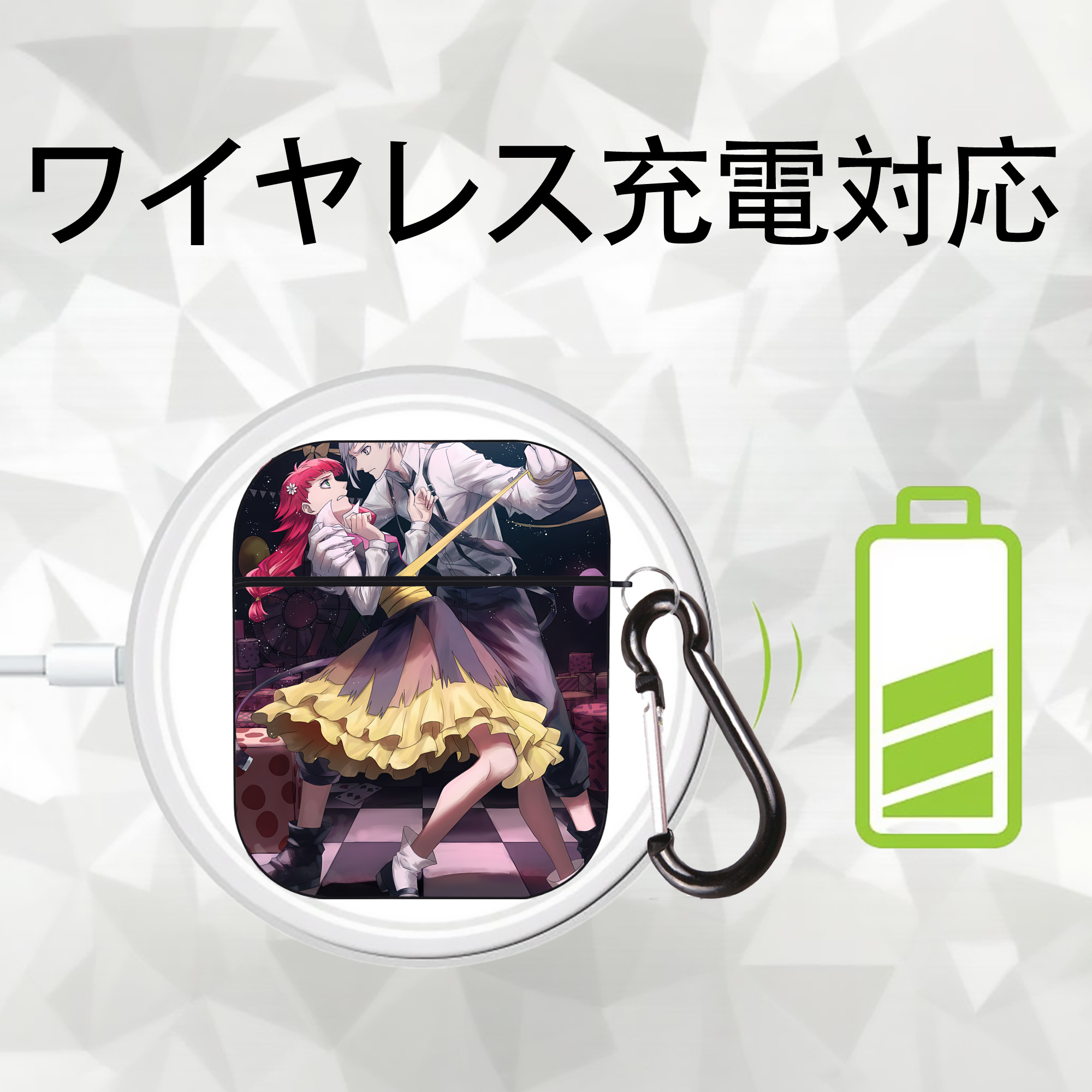 文豪ストレイドッグス Bungo Stray Dogs AirPods 第2世代保護ケース ハードシェル ブラック 耐衝撃・防指紋・カラビナ付き