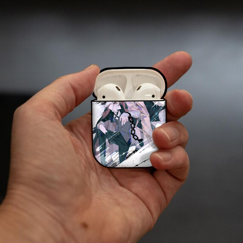 文豪ストレイドッグス Bungo Stray Dogs AirPods 第2世代保護ケース ハードシェル ブラック 耐衝撃・防指紋・カラビナ付き