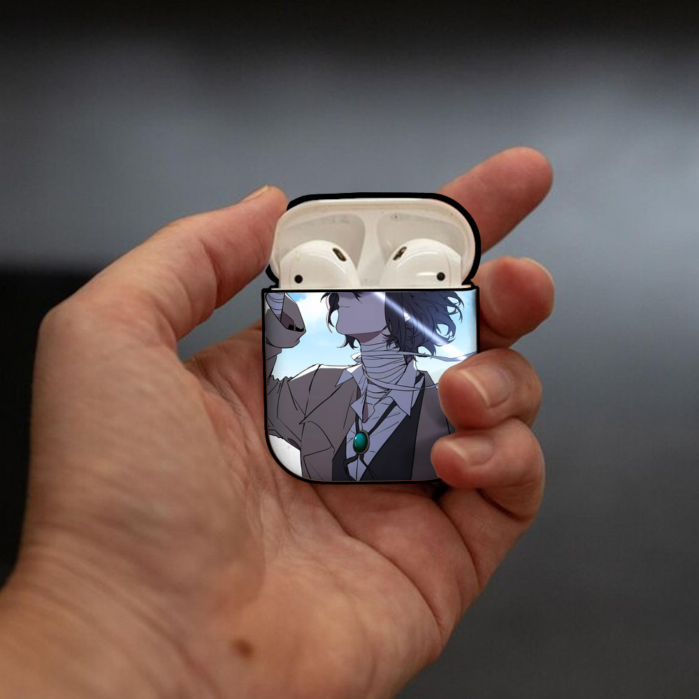 文豪ストレイドッグス Bungo Stray Dogs AirPods 第2世代保護ケース ハードシェル ブラック 耐衝撃・防指紋・カラビナ付き