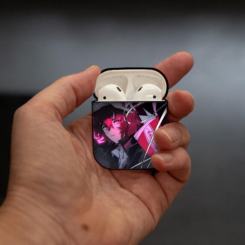 文豪ストレイドッグス Bungo Stray Dogs AirPods 第2世代保護ケース ハードシェル ブラック 耐衝撃・防指紋・カラビナ付き