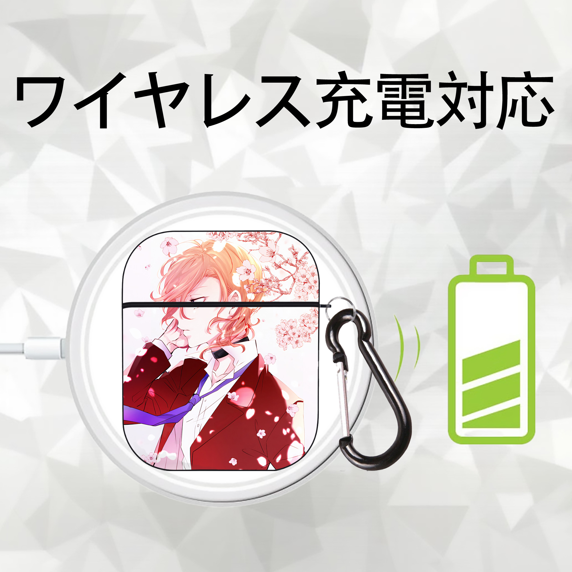 文豪ストレイドッグス Bungo Stray Dogs AirPods 第2世代保護ケース ハードシェル ブラック 耐衝撃・防指紋・カラビナ付き