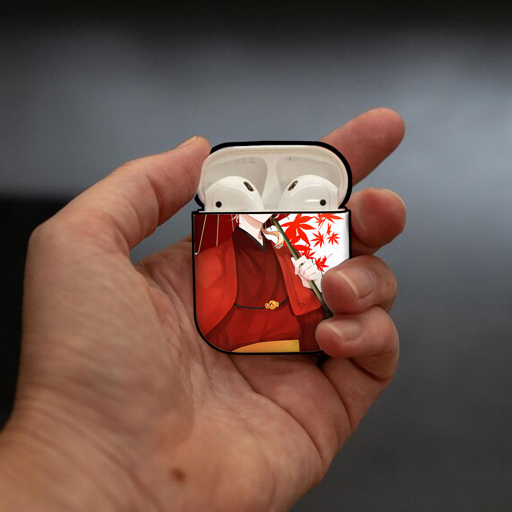文豪ストレイドッグス Bungo Stray Dogs AirPods 第2世代保護ケース ハードシェル ブラック 耐衝撃・防指紋・カラビナ付き
