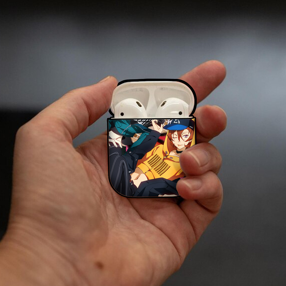 文豪ストレイドッグス Bungo Stray Dogs AirPods 第2世代保護ケース ハードシェル ブラック 耐衝撃・防指紋・カラビナ付き
