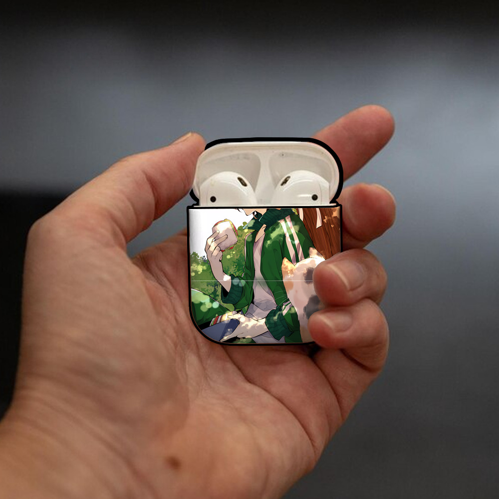 文豪ストレイドッグス Bungo Stray Dogs AirPods 第2世代保護ケース ハードシェル ブラック 耐衝撃・防指紋・カラビナ付き
