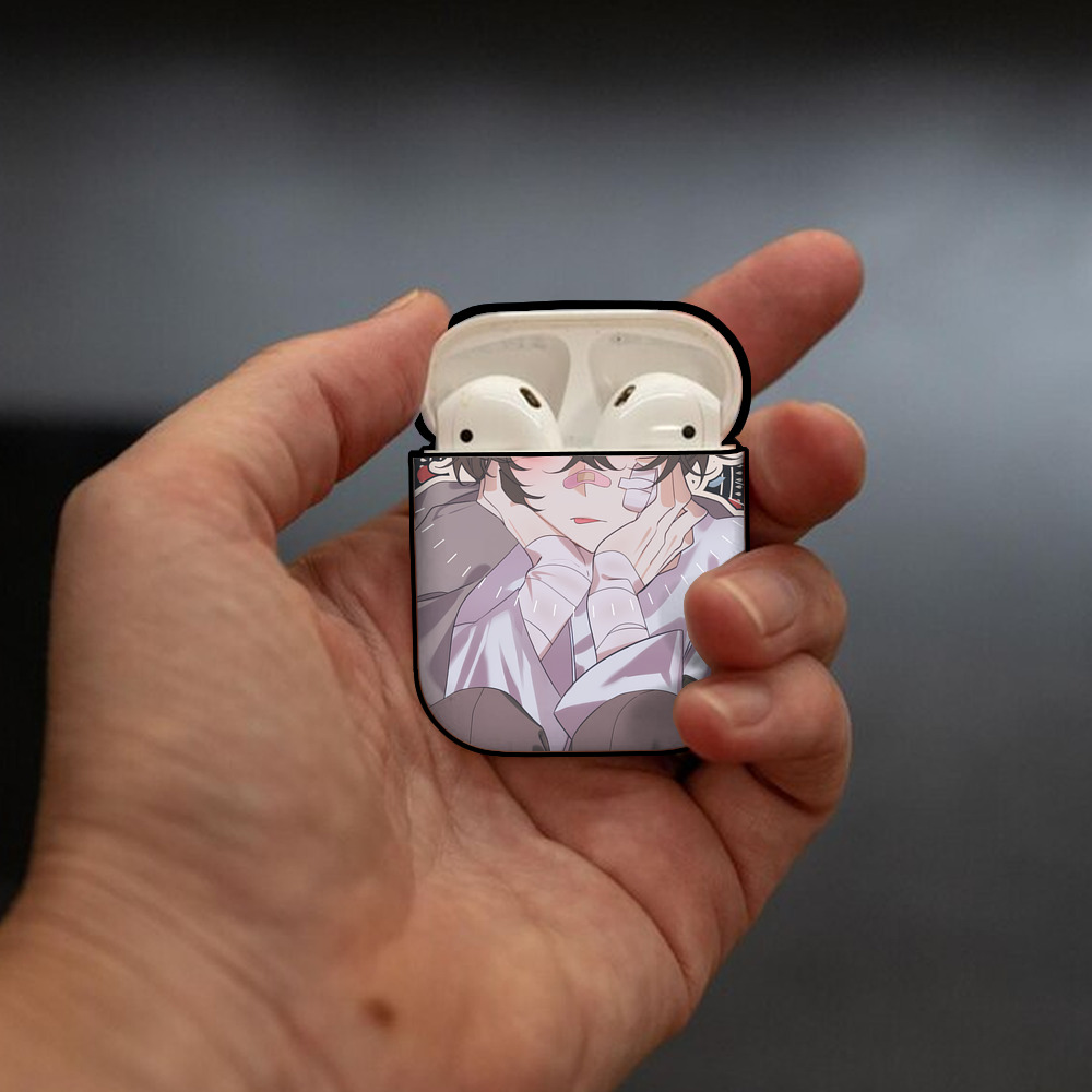 文豪ストレイドッグス Bungo Stray Dogs AirPods 第2世代保護ケース ハードシェル ブラック 耐衝撃・防指紋・カラビナ付き