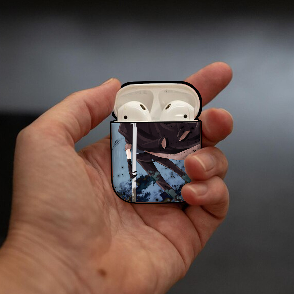 文豪ストレイドッグス Bungo Stray Dogs AirPods 第2世代保護ケース ハードシェル ブラック 耐衝撃・防指紋・カラビナ付き