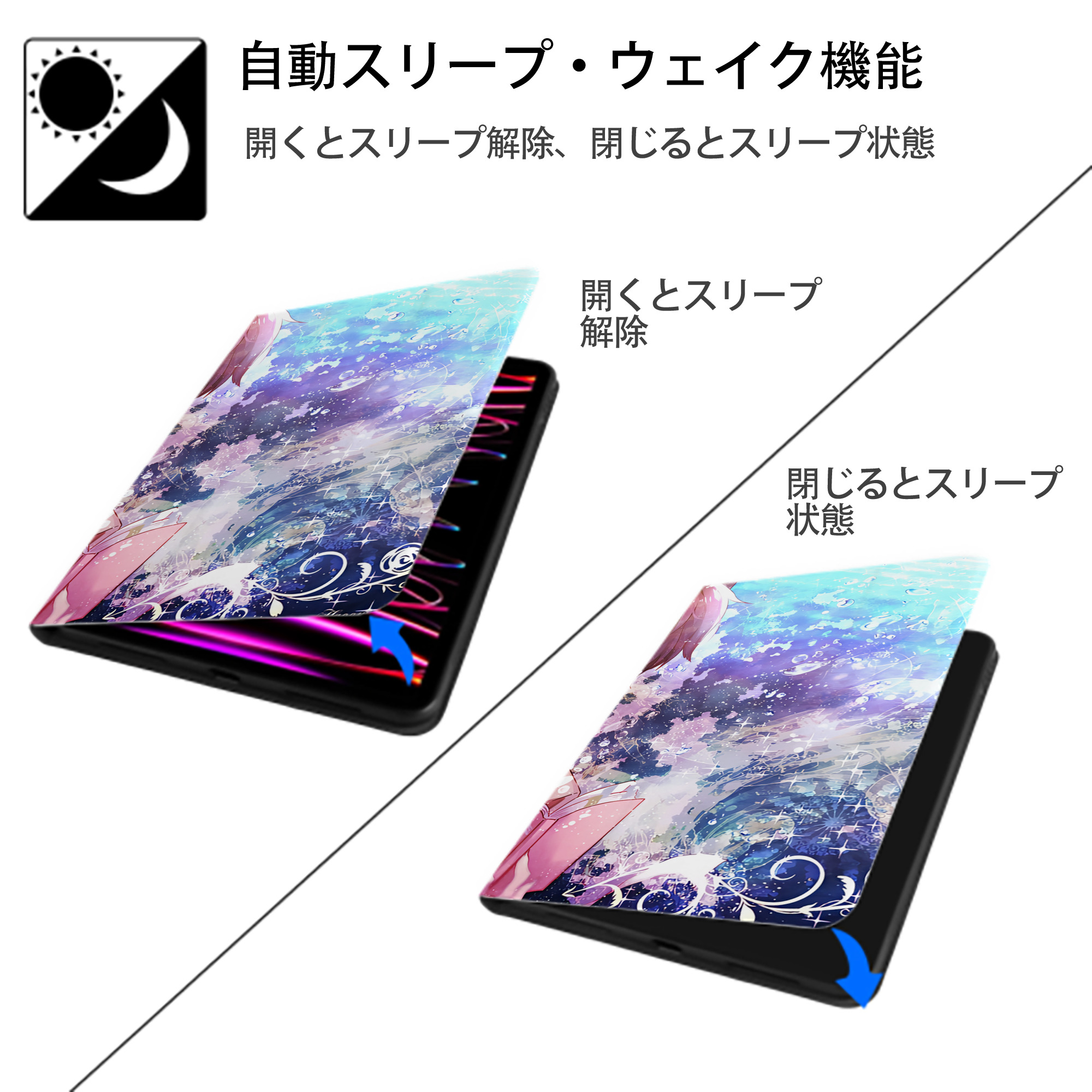文豪ストレイドッグス Bungo Stray Dogs IPad ケース ブック型 PUレザー TPU 耐衝撃 軽量 薄型 ペン収納なし 全面保護 IPad 各モデル対応