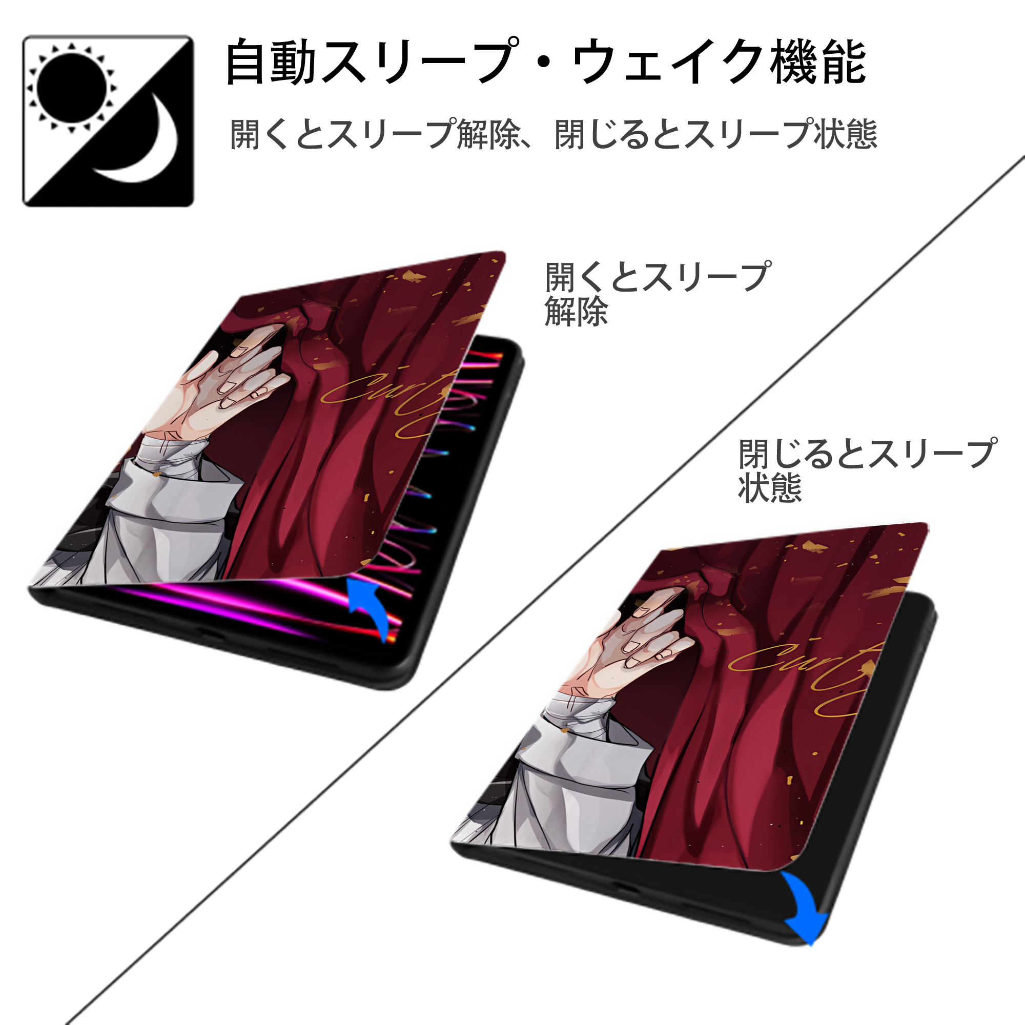 文豪ストレイドッグス Bungo Stray Dogs IPad ケース ブック型 PUレザー TPU 耐衝撃 軽量 薄型 ペン収納なし 全面保護 IPad 各モデル対応