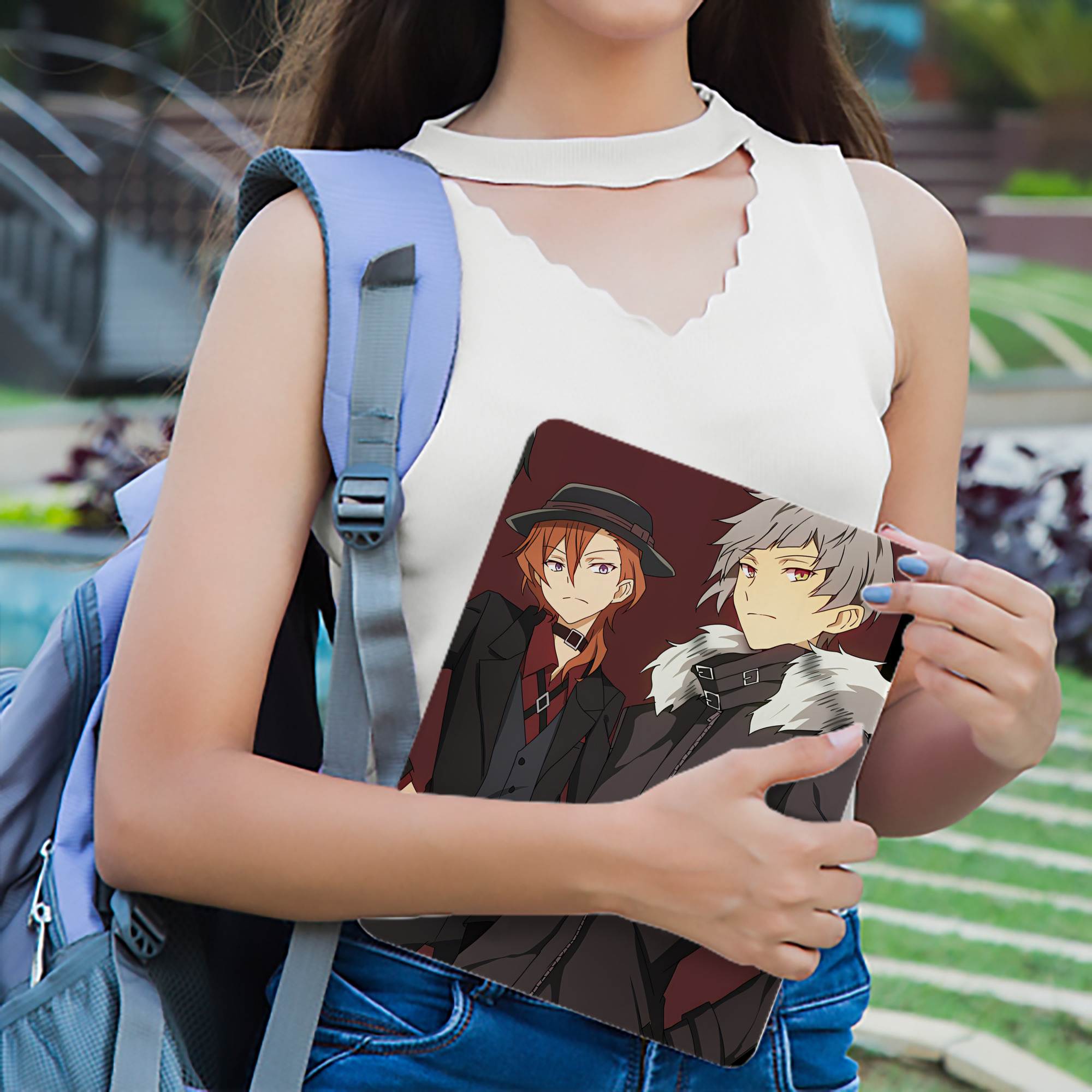 文豪ストレイドッグス Bungo Stray Dogs IPad ケース ブック型 PUレザー TPU 耐衝撃 軽量 薄型 ペン収納なし 全面保護 IPad 各モデル対応