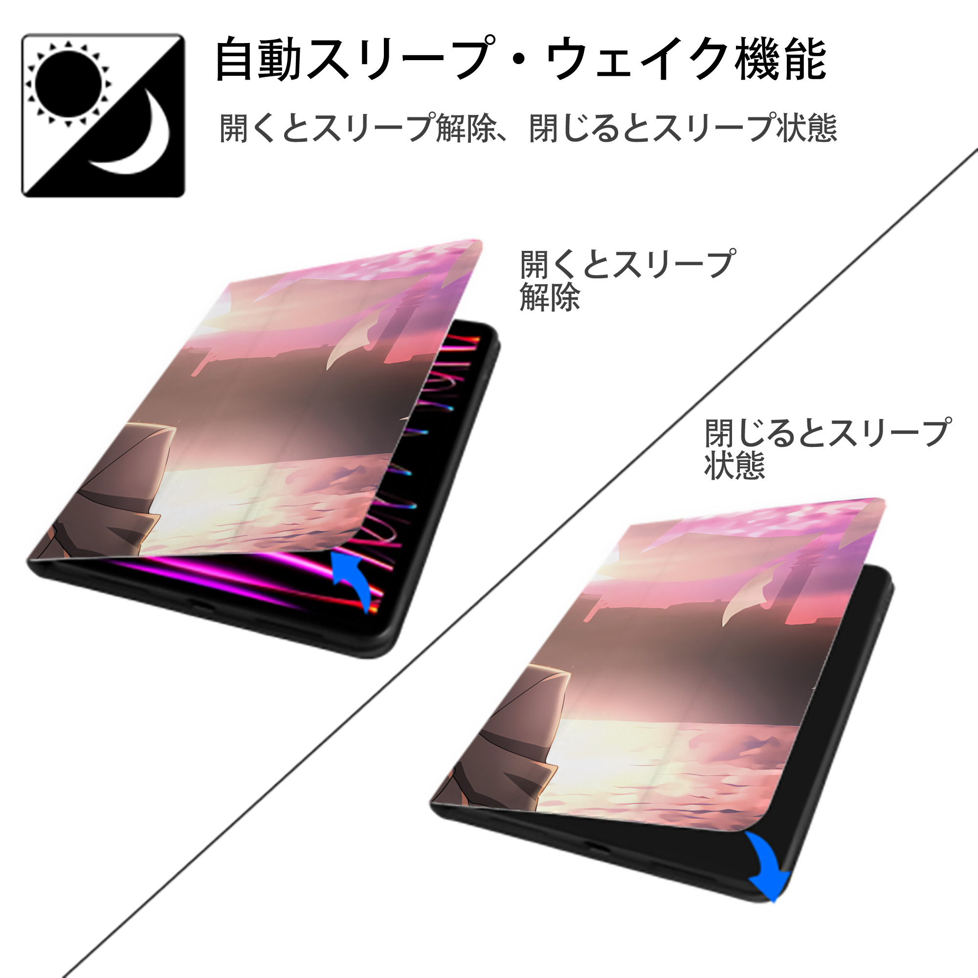 文豪ストレイドッグス Bungo Stray Dogs IPad ケース ブック型 PUレザー TPU 耐衝撃 軽量 薄型 ペン収納なし 全面保護 IPad 各モデル対応