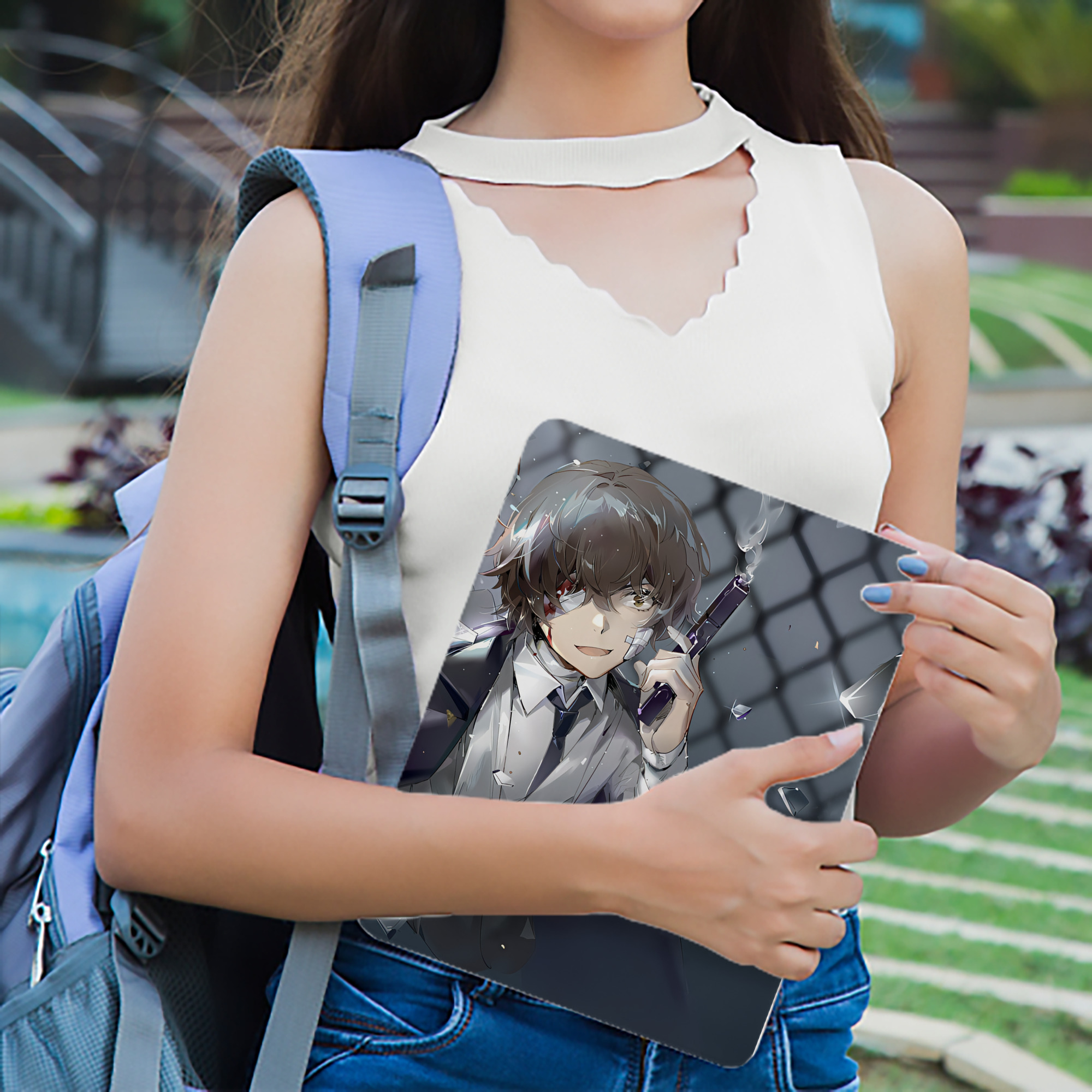 文豪ストレイドッグス Bungo Stray Dogs IPad ケース ブック型 PUレザー TPU 耐衝撃 軽量 薄型 ペン収納なし 全面保護 IPad 各モデル対応