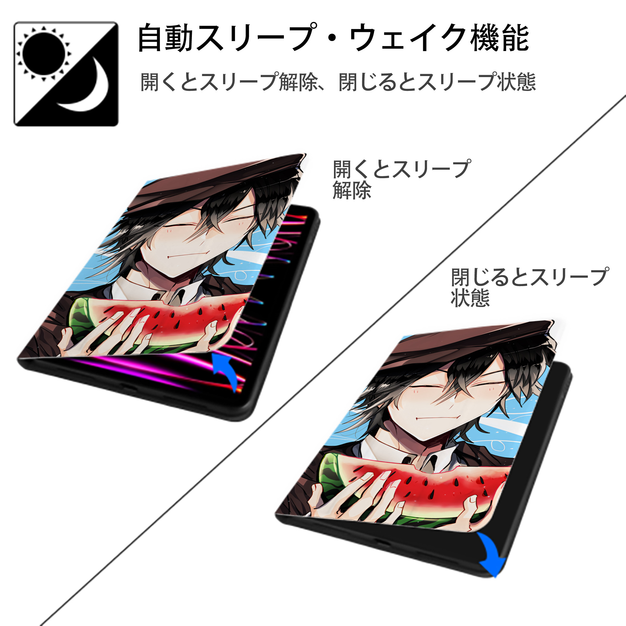 文豪ストレイドッグス Bungo Stray Dogs IPad ケース ブック型 PUレザー TPU 耐衝撃 軽量 薄型 ペン収納なし 全面保護 IPad 各モデル対応