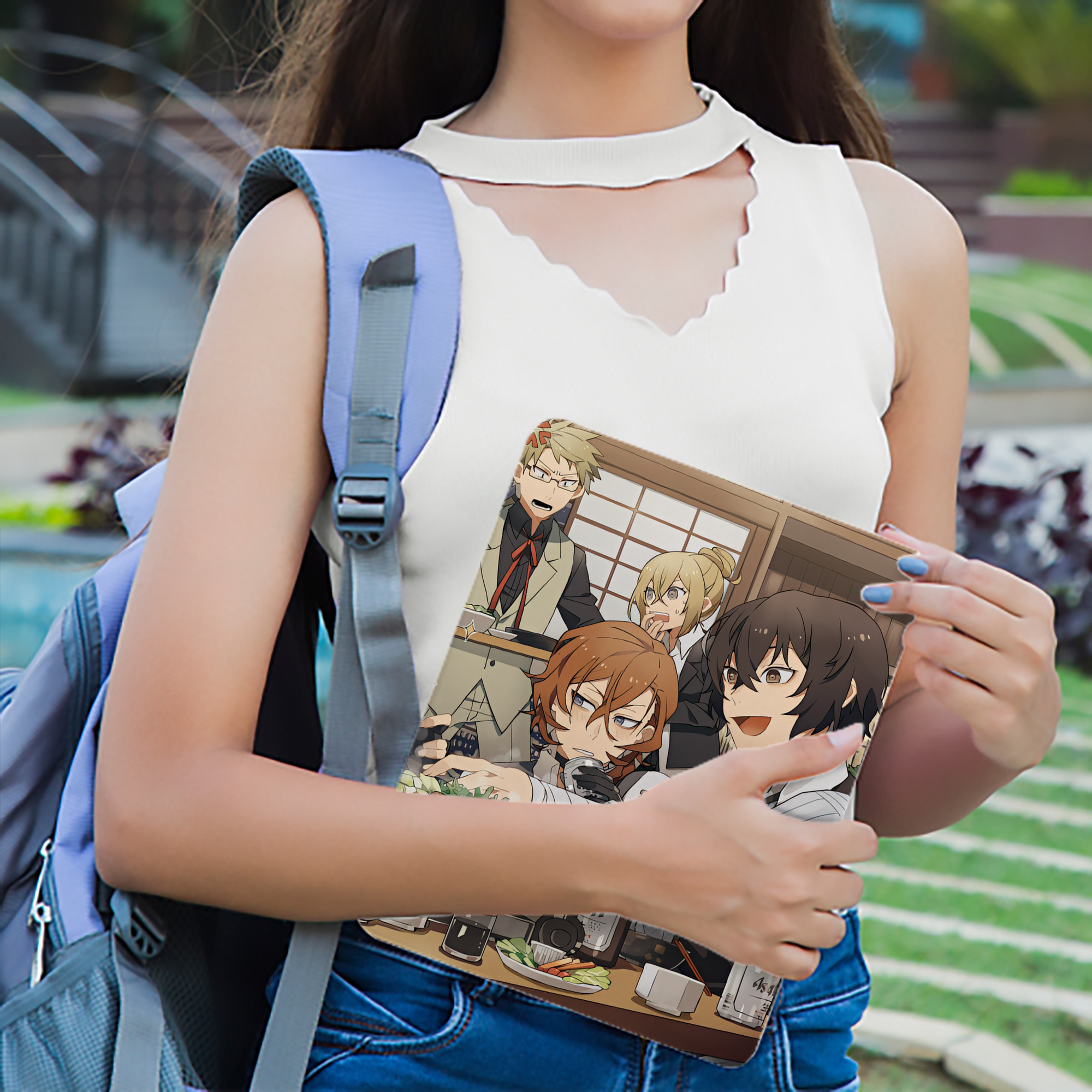文豪ストレイドッグス Bungo Stray Dogs IPad ケース ブック型 PUレザー TPU 耐衝撃 軽量 薄型 ペン収納なし 全面保護 IPad 各モデル対応