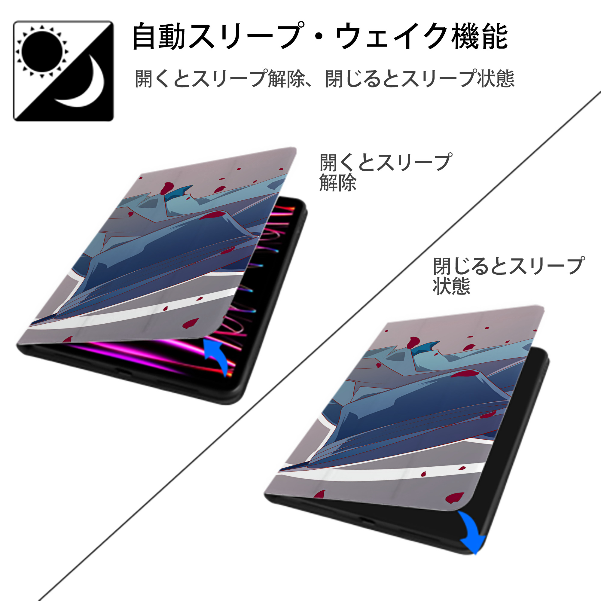 文豪ストレイドッグス Bungo Stray Dogs IPad ケース ブック型 PUレザー TPU 耐衝撃 軽量 薄型 ペン収納なし 全面保護 IPad 各モデル対応