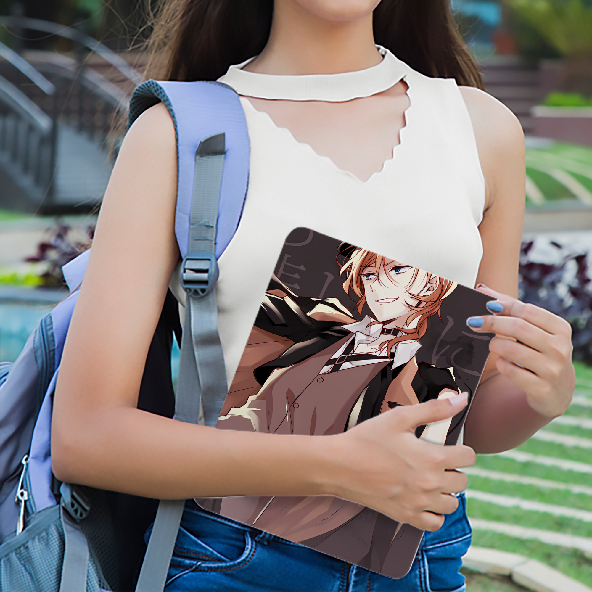 文豪ストレイドッグス Bungo Stray Dogs IPad ケース ブック型 PUレザー TPU 耐衝撃 軽量 薄型 ペン収納なし 全面保護 IPad 各モデル対応
