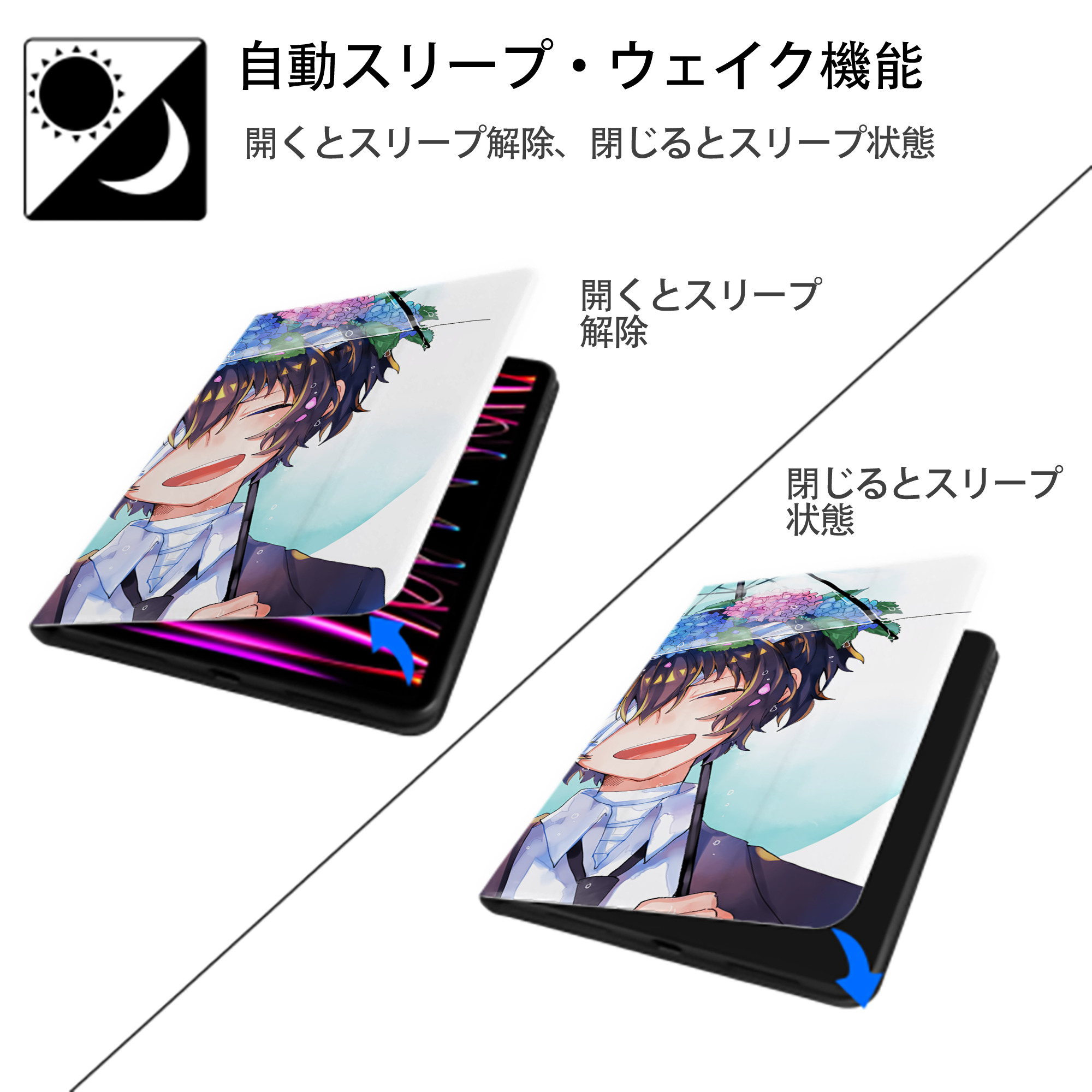 文豪ストレイドッグス Bungo Stray Dogs IPadケース ペンホルダー付き ブックスタイルデザイン