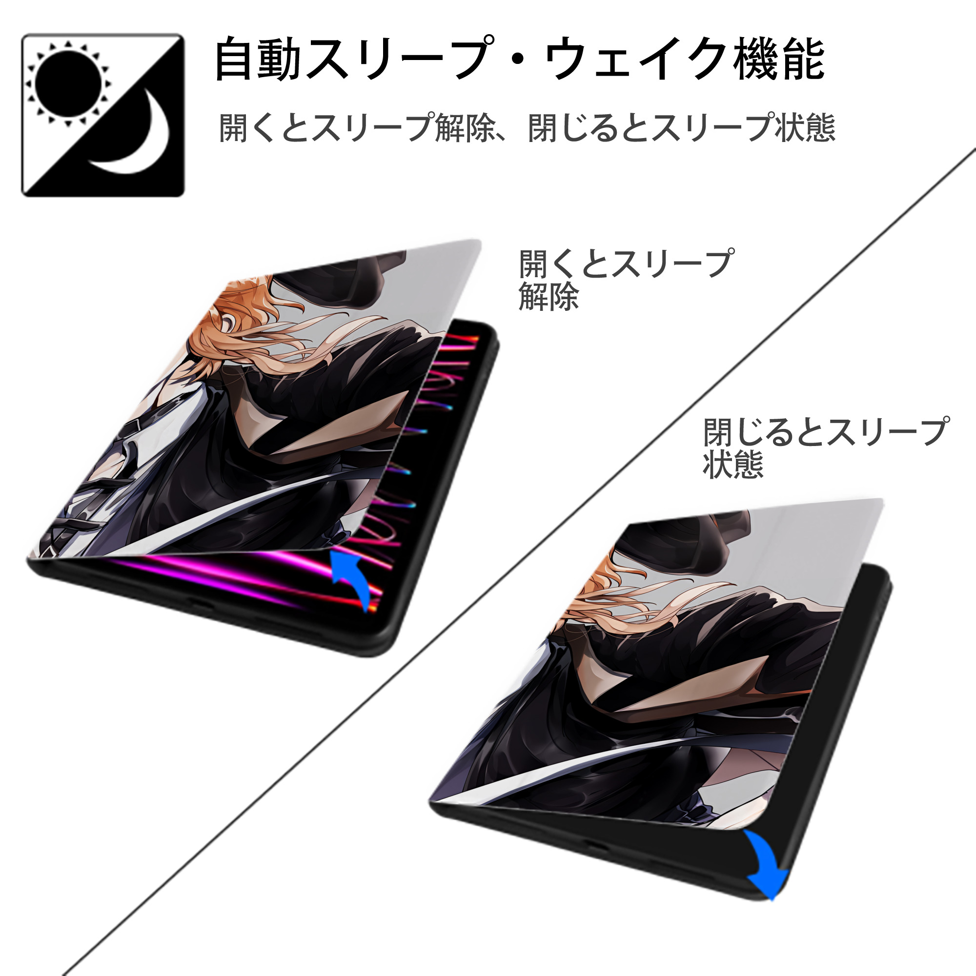 文豪ストレイドッグス Bungo Stray Dogs IPadケース ペンホルダー付き ブックスタイルデザイン
