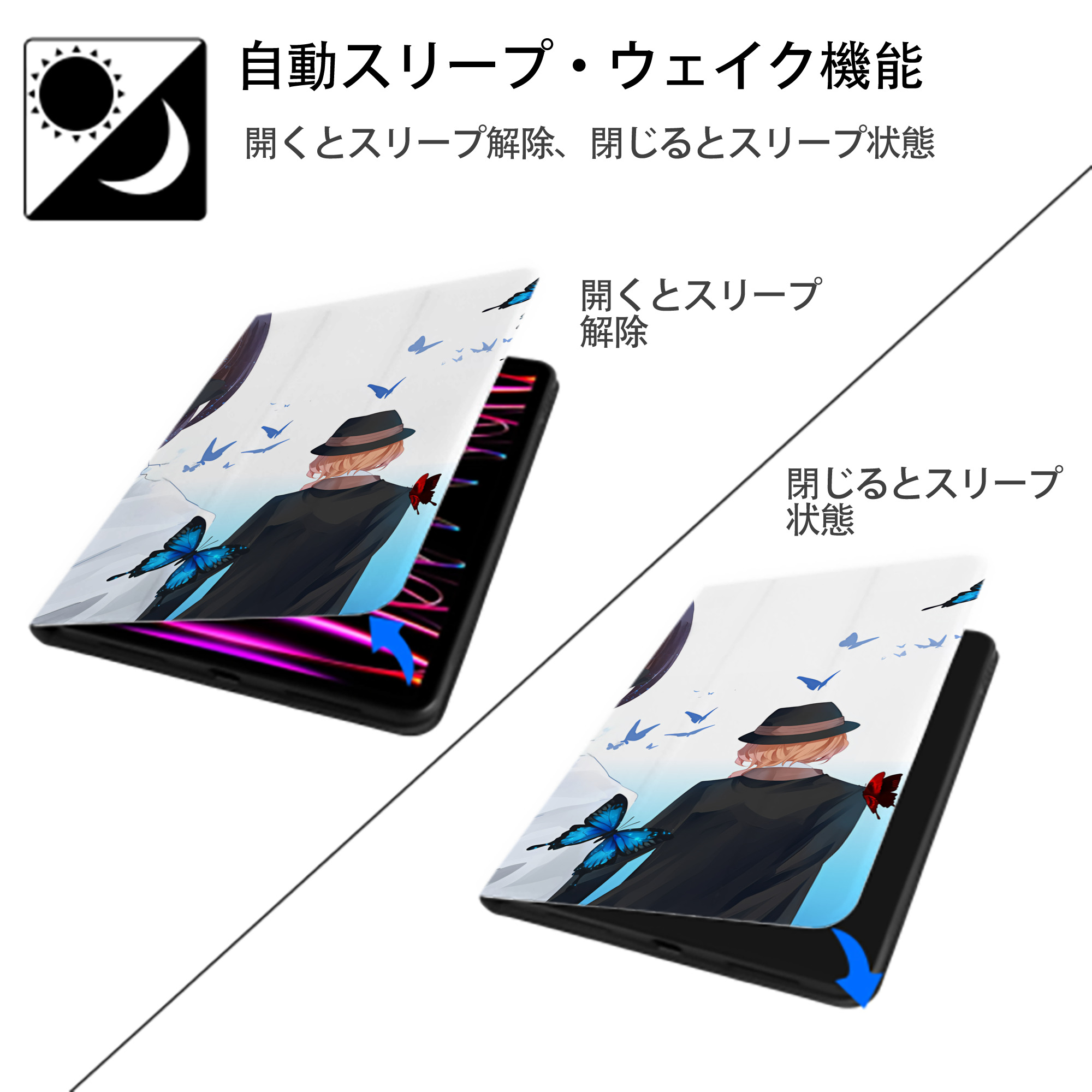 文豪ストレイドッグス Bungo Stray Dogs IPadケース ペンホルダー付き ブックスタイルデザイン