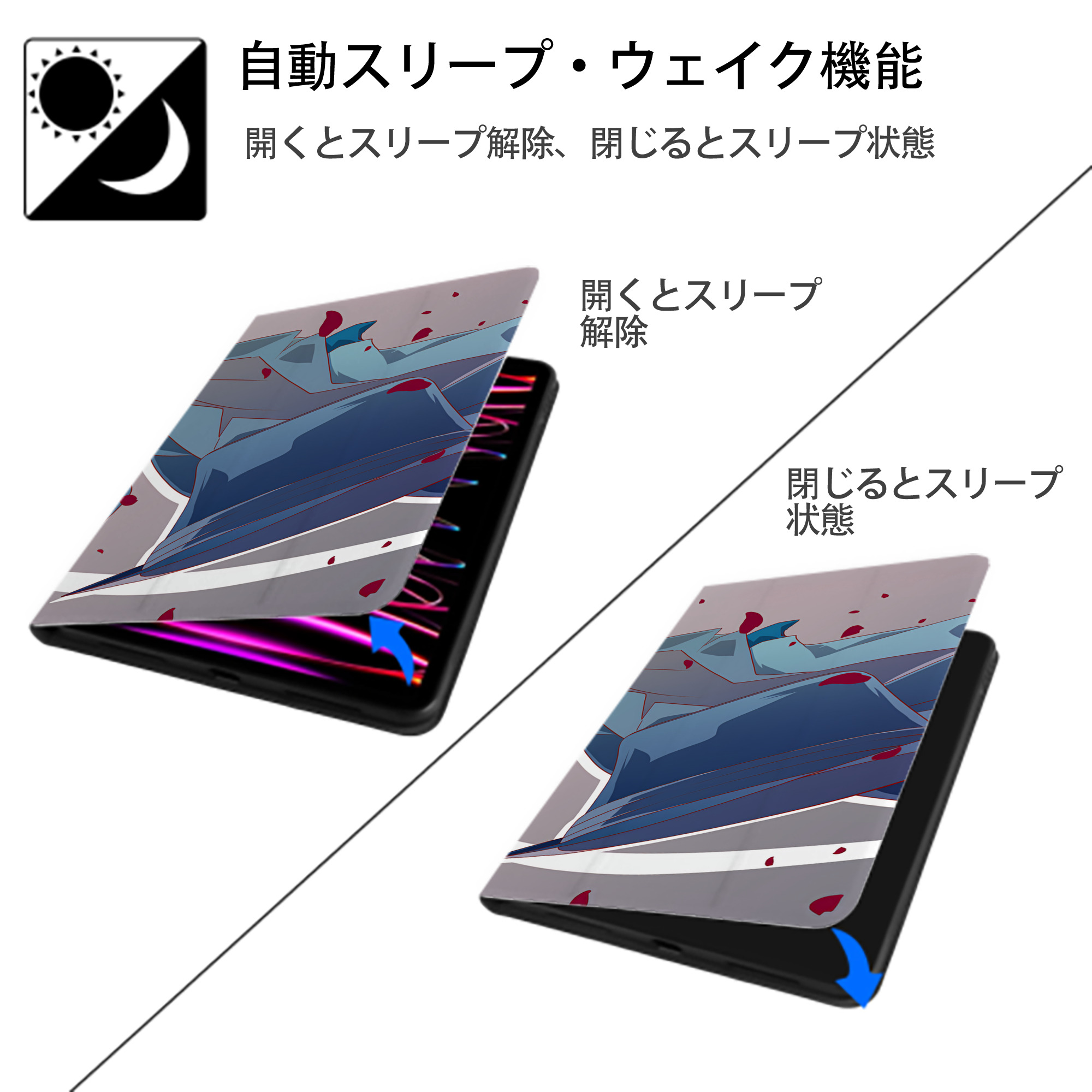 文豪ストレイドッグス Bungo Stray Dogs IPadケース ペンホルダー付き ブックスタイルデザイン