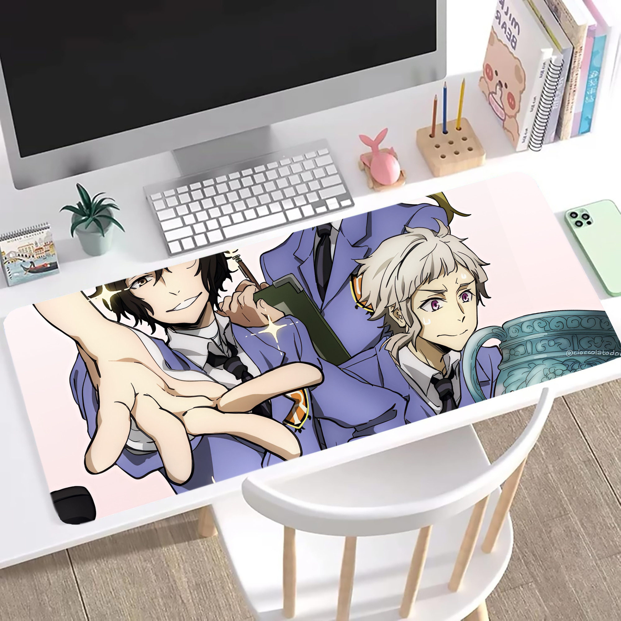 （画像用） 文豪ストレイドッグス Bungo Stray Dogs ステッチ加工 大判デスクマット／滑り止めマウスパッド