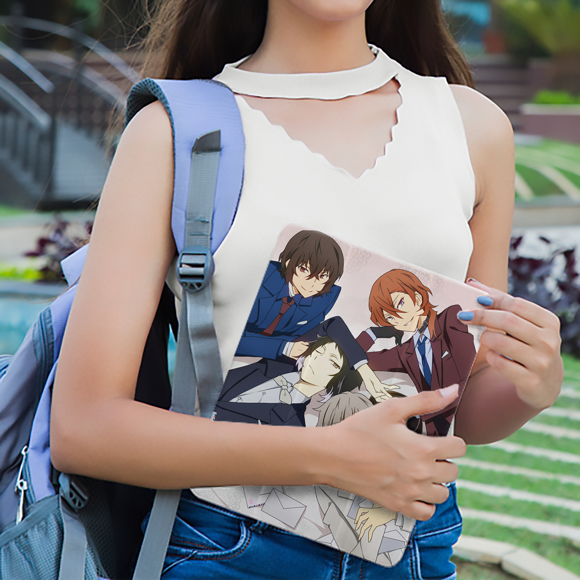 文豪ストレイドッグス Bungo Stray Dogs IPad ケース ペン収納付き 三つ折りスタンド PUレザー×シリコン 対応機種9.5/10.5/10.9インチ