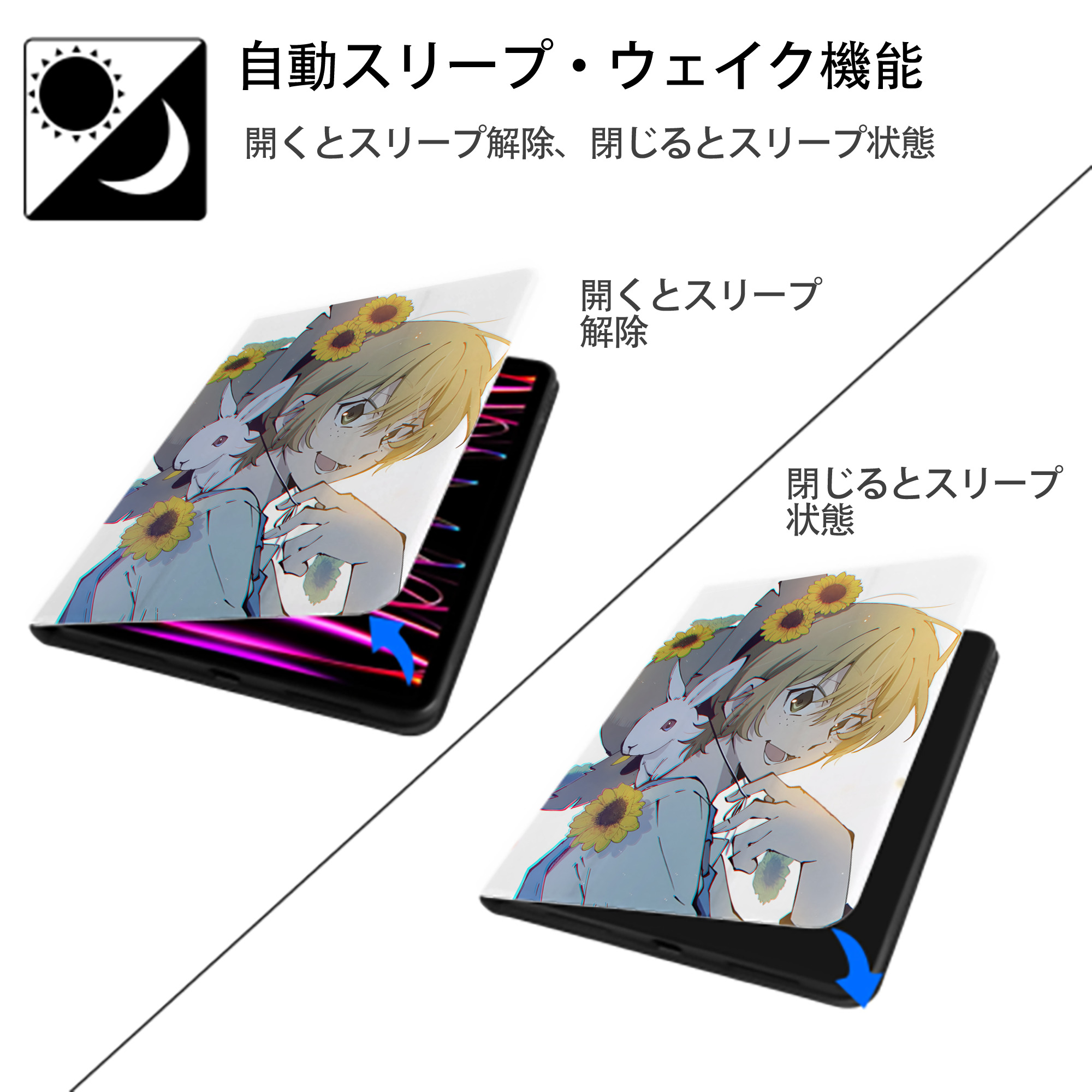 文豪ストレイドッグス Bungo Stray Dogs IPad ケース ペン収納付き 三つ折りスタンド PUレザー×シリコン 対応機種9.5/10.5/10.9インチ