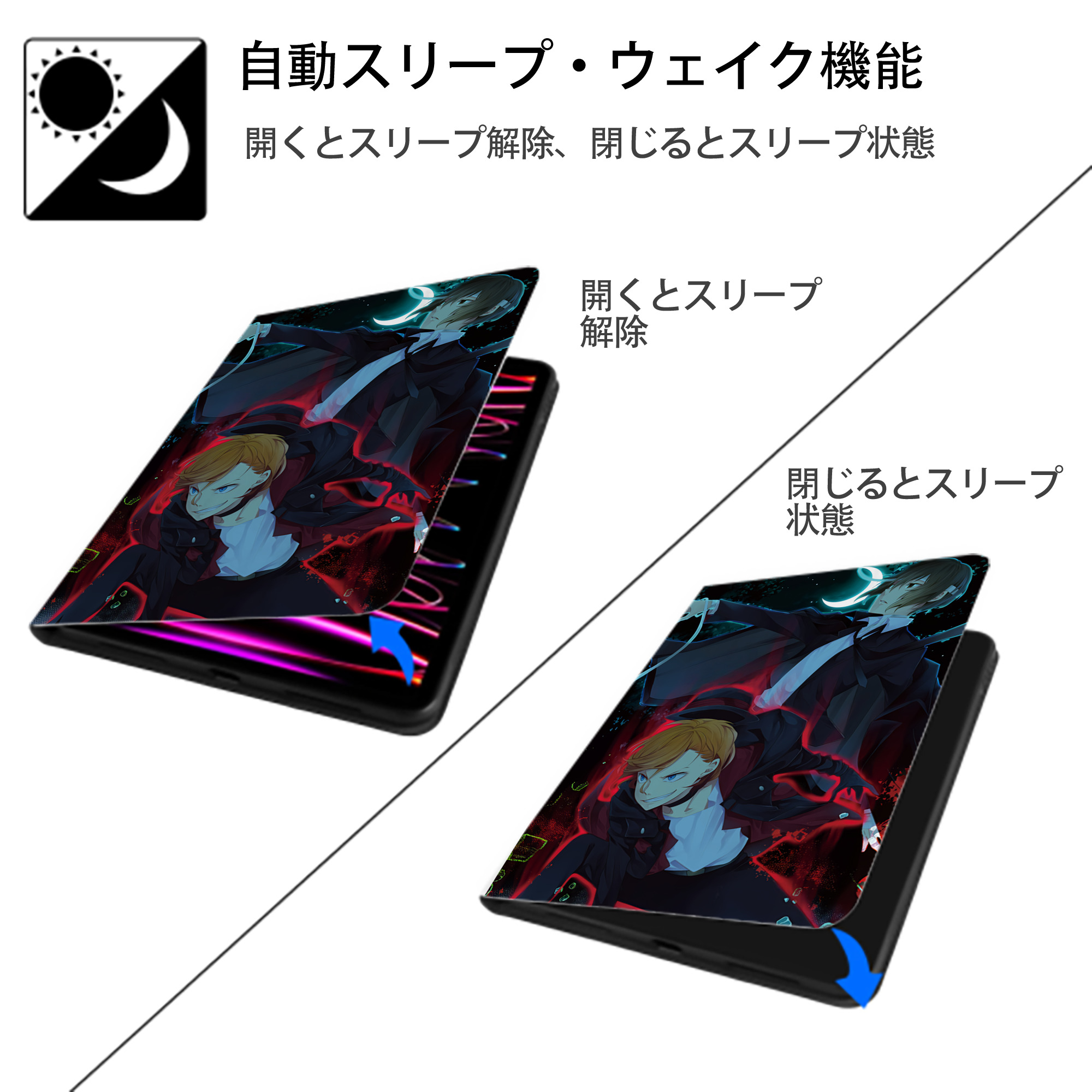 文豪ストレイドッグス Bungo Stray Dogs IPad ケース ペン収納付き 三つ折りスタンド PUレザー×シリコン 対応機種9.5/10.5/10.9インチ